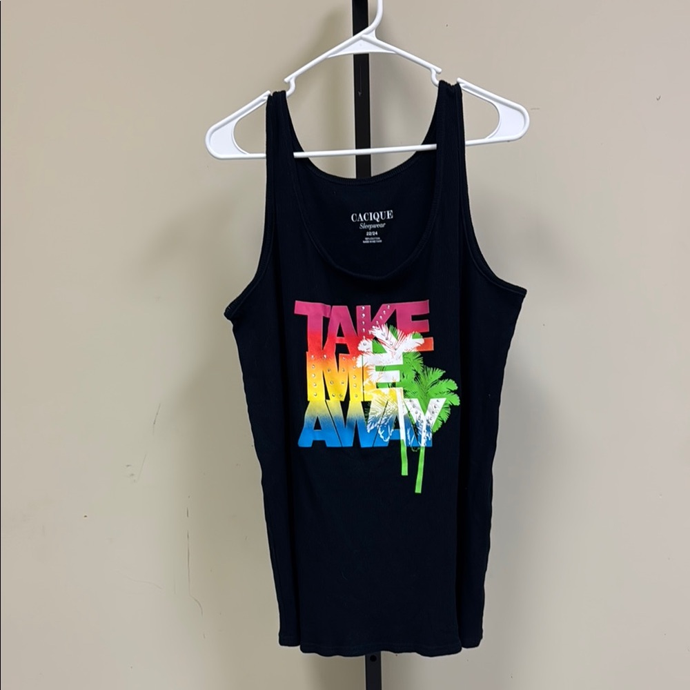 Cache Black Graphic Tank Top